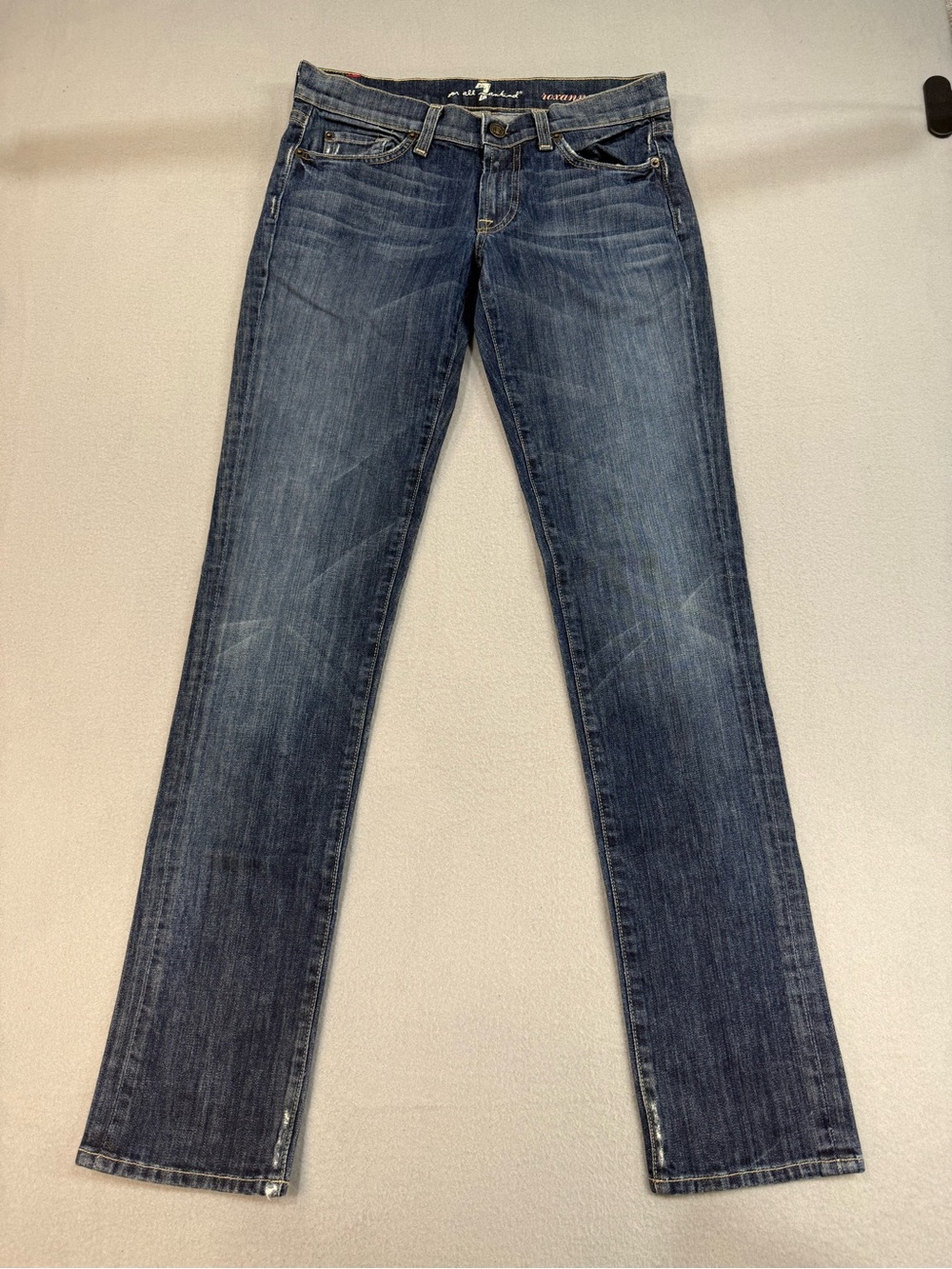 7 For All Mankind Women's Straight-Leg Roxanne Jeans - Dark Blue Wash sz 27